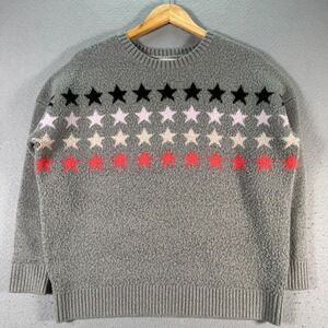 Workshop Knit Sweater Womens Small Gray Stars Pullover Acrylic Nylon Grandmacore